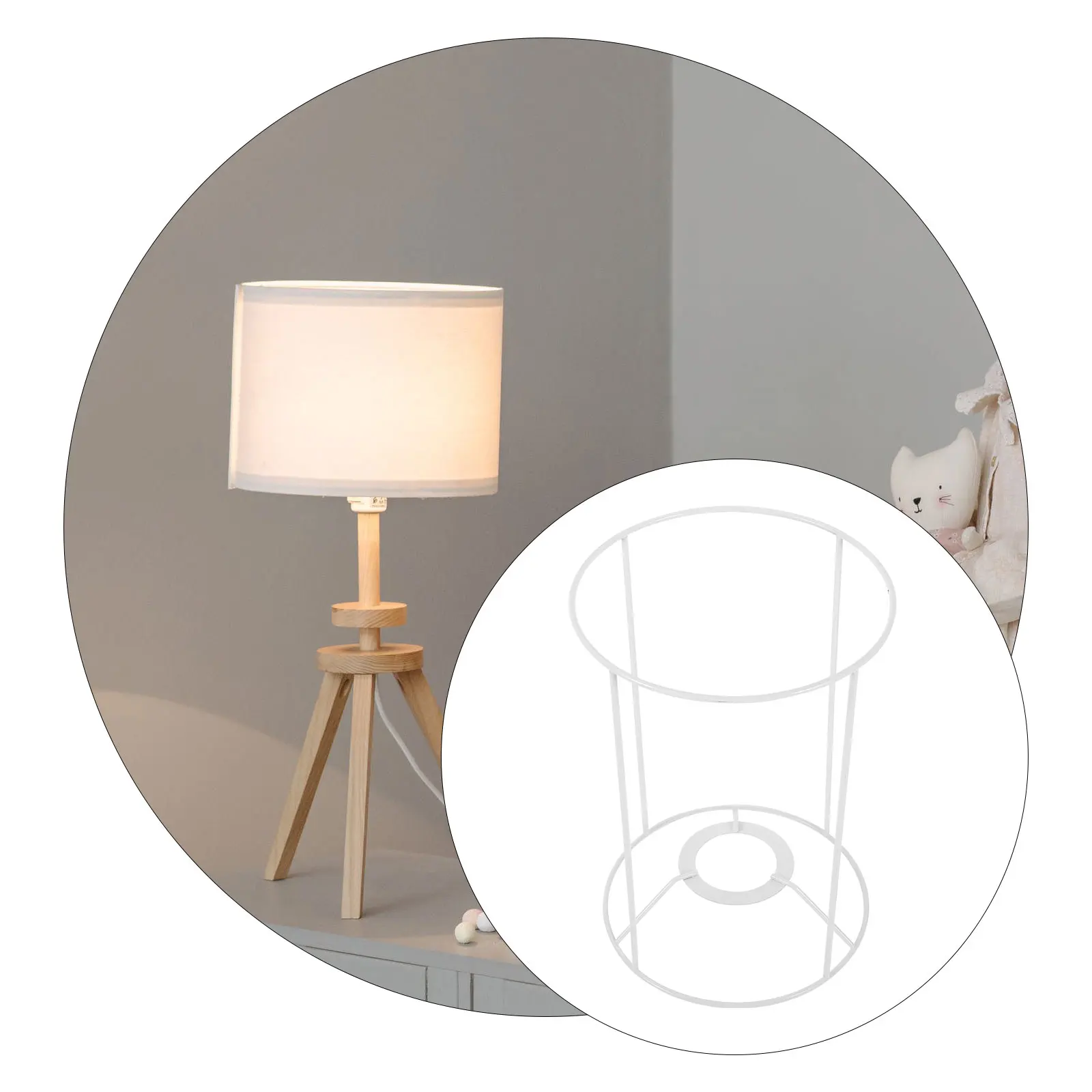 

Iron Lampshade Frame Metal Round Crafting Ring Desk Lights Holder Kit Rust Resistance Practical Diy