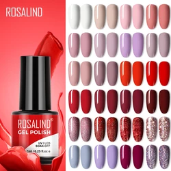 ROSALIND 7ML Nail Polish Glitter Nail Gel Semi Permanent Gel All For Manicure Soak off Nails Art Base Top Coat Varnishes