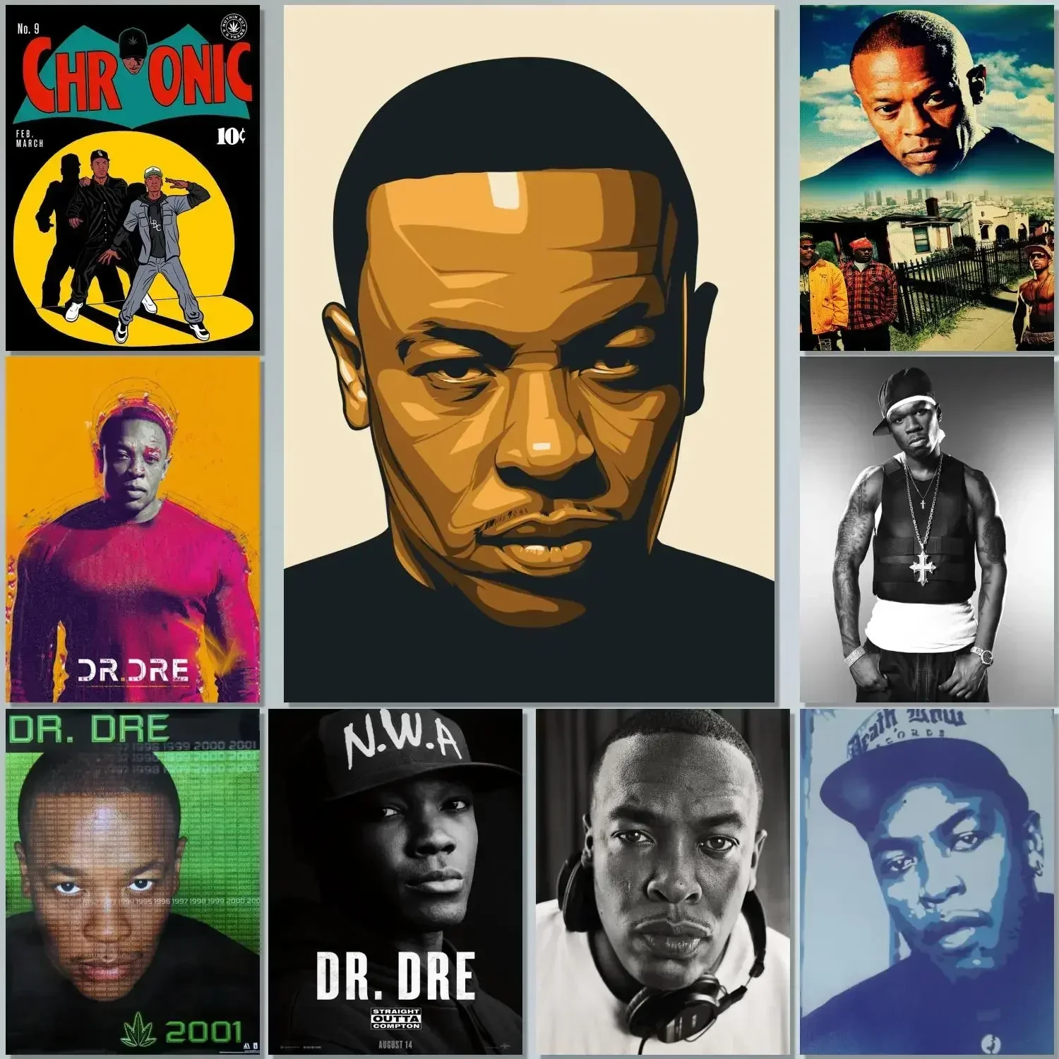 Singer Dr Dre Poster Canvas Painting Wall Art for Picture Coffee House Bar Living Room Bedroom Restaurant Home Wall Decor