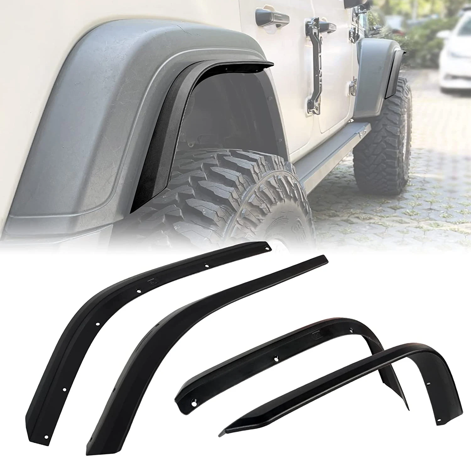 Fender Flares Extensions Set Car Front Rear Wider Mudflap Wheel Eyebrow For Jeep Wrangler JL 2018-2023