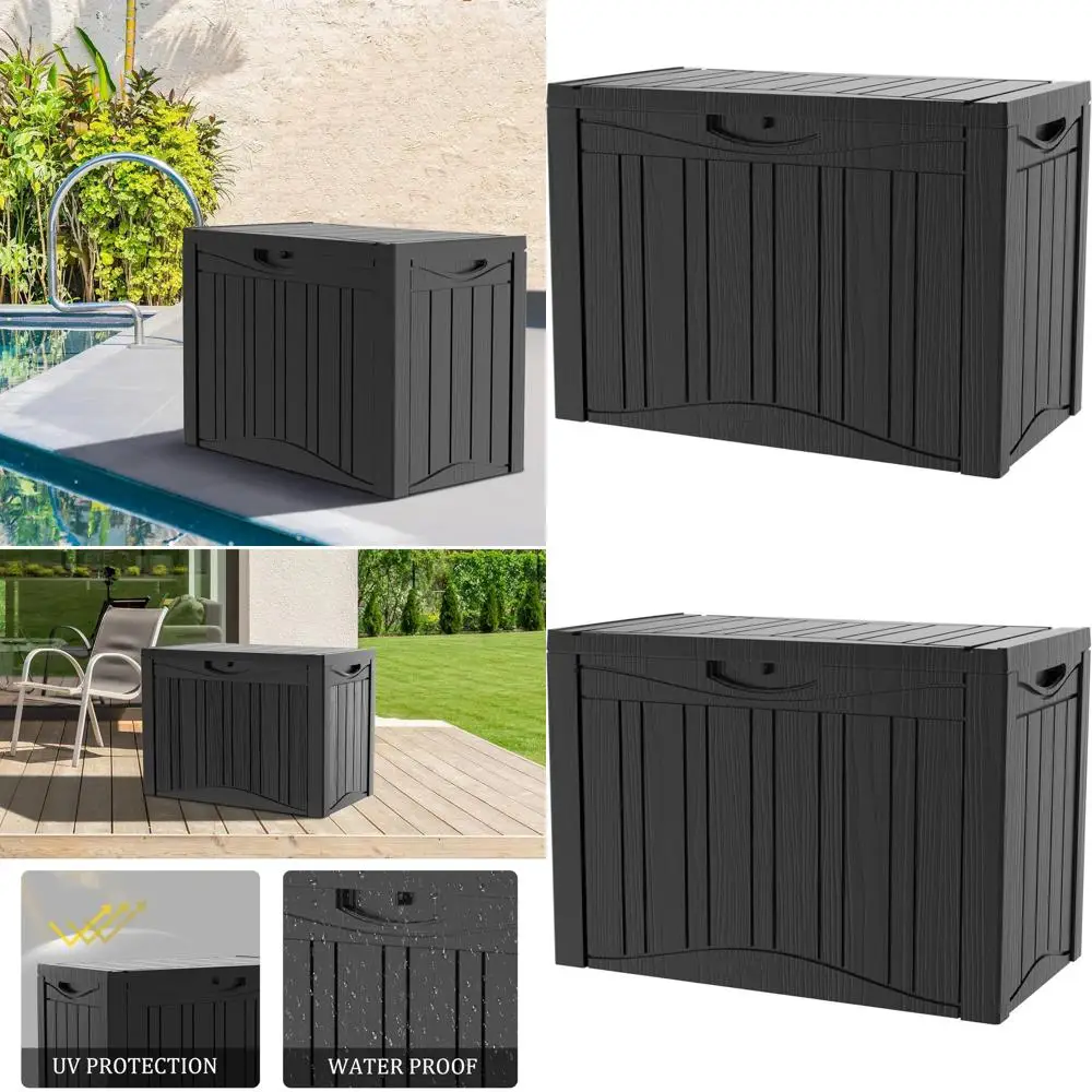 

50 Gallon Weatherproof Outdoor Storage Box, Lockable Deck Box for Patio, Pool, and Garden Accessories