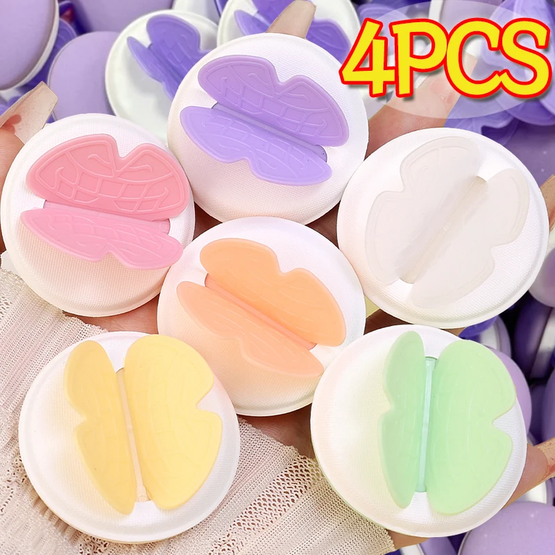 4 Stuks Vlinder Cosmetische Puff Set Make-Up Sponzen Foundation Luchtkussen Droog En Nat Gebruik Zacht Candy Katoenen Poeder Puff Make-Up Tool