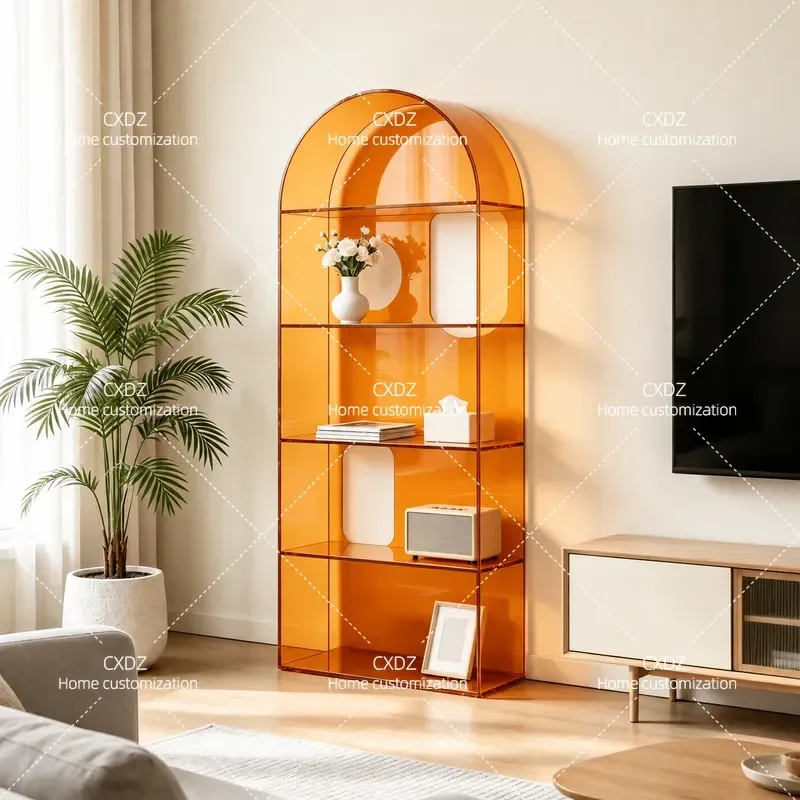 Acrylic Floor to Ceiling Multi Layer Display Stand Creative Wall Bookcase for Living Room Nordic Style Figure Storage Shelf