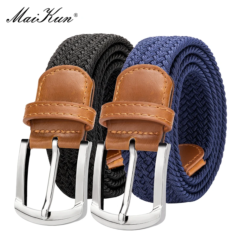 MaiKun 2PCS Leinwand Männer Gürtel Mode Elastische Metall Pin Schnalle Militärische Taktische Raided Stretch Woven Gürtel Für Männer Für arbeit