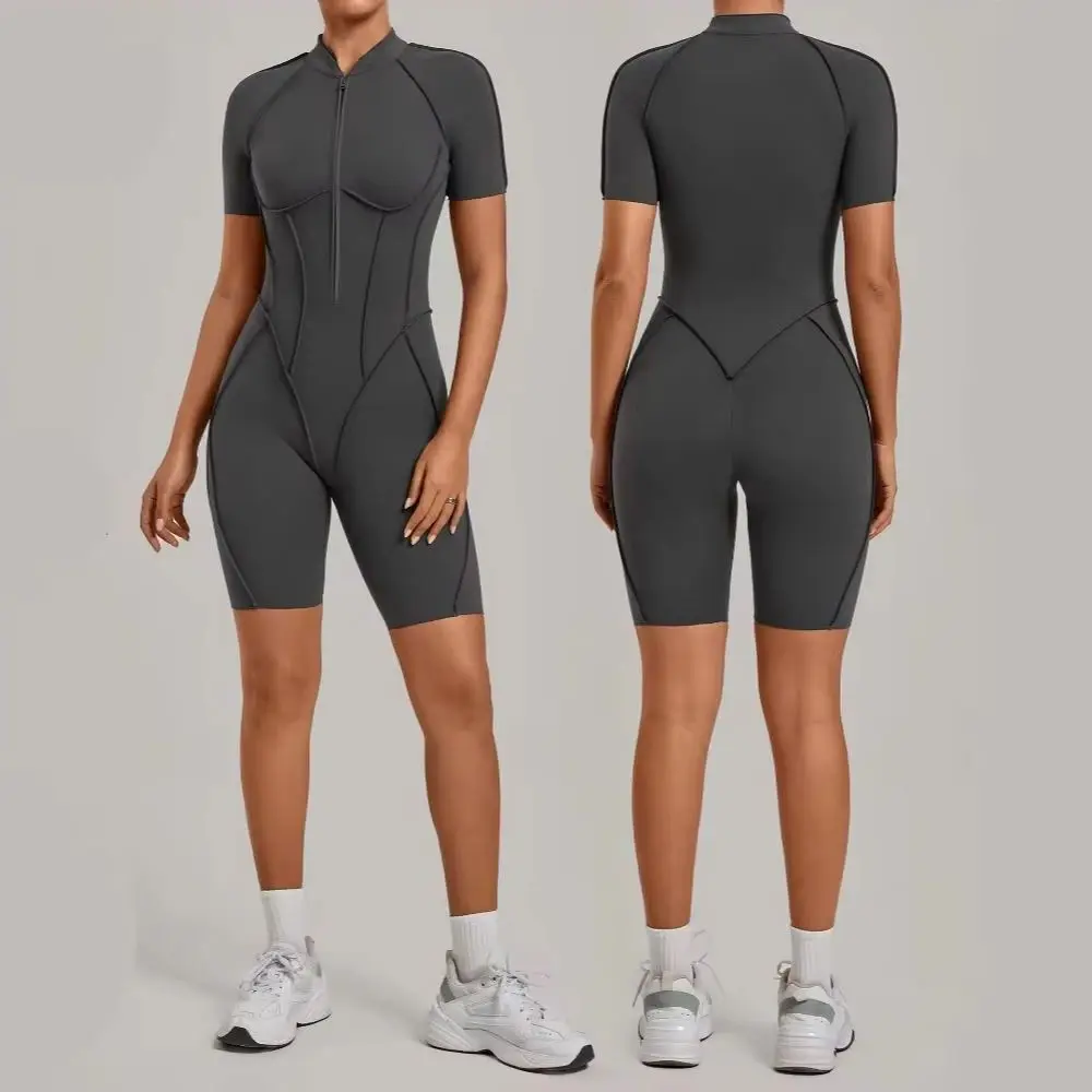 

Women's Tracksuit Gym Set Workout Clothes Outfit Zipper Jumpsuit Yoga Fitness Overalls Sports Bodysuits Women Suit Sportswear