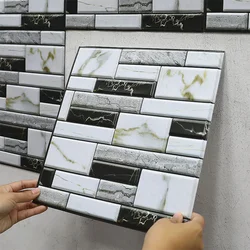 10Pcs 자기 접착제 타일 벽 스티커 홈 장식 3D Pvc 스티커 커버 부엌 찬장 욕실 방수 벽지