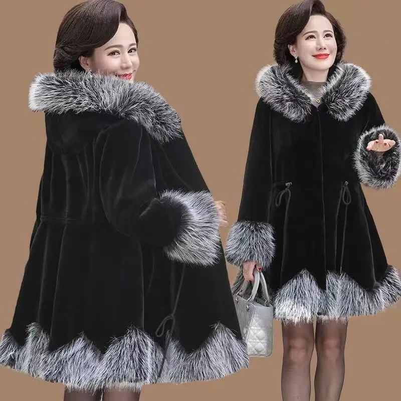 

2025 Autumn/Winter New Women's Fur Coat Medium To Long Korean Edition Imitation Fox Hair Collar Women's Mink Fur Coat Trend