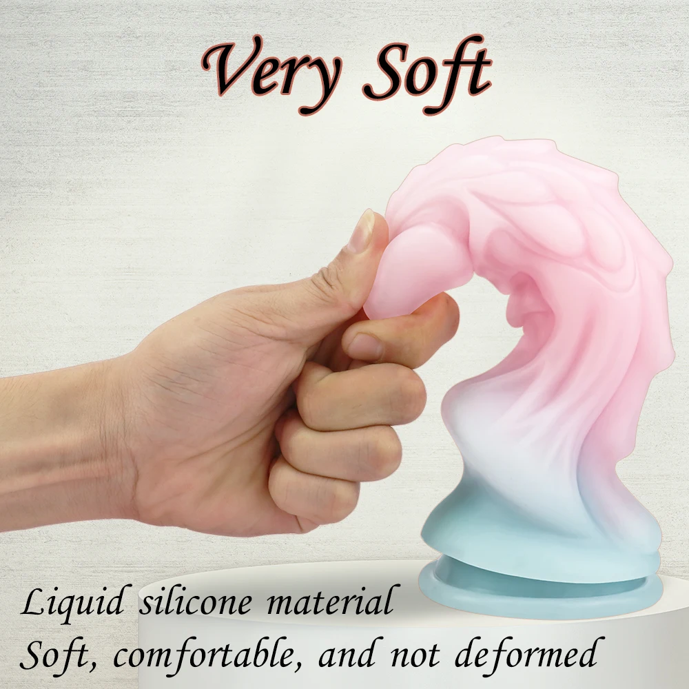 Cute Soft Luminous Dildo Silicone Huge Anal Butt Plug Dragon Vagina Masturbation Suction Cup Adult Sex Toys for Man Women Couple