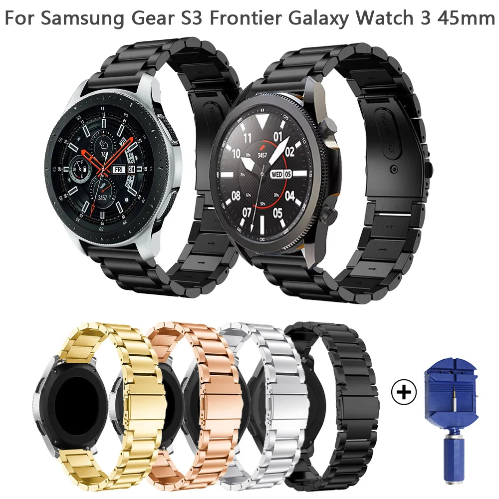 22mm Metal Stainless Steel Smart Starps For Samsung Gear S3 Frontier Classic Galaxy Watch 46mm 3 45mm Smart Bands Bracelet Strap