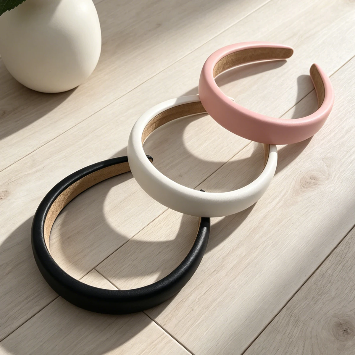 1Pc Vintage Pu Leather Thick Sponge Headband for Women Korean Solid Color Wide Hair Hoop Headband Headwear Hair Accessories