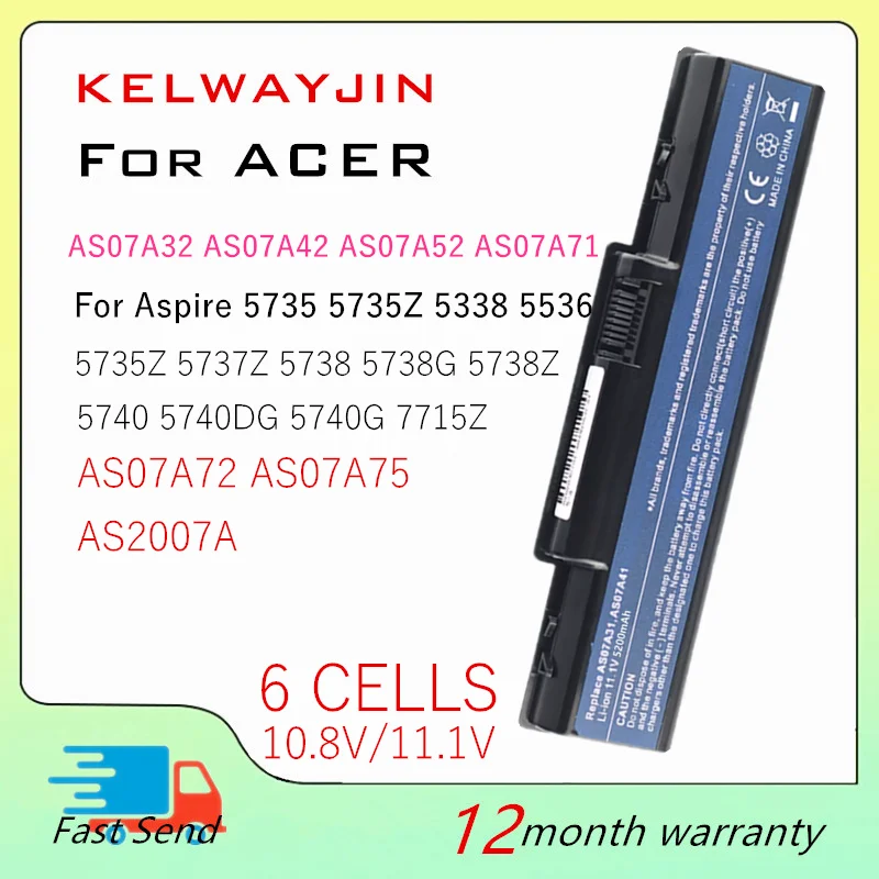 

Laptop Battery For Acer Aspire 4740 4920G 4925G 4935 4937 5535 5536 5541G 5735 5737Z 5738Z 5740DG 7715Z 2930Z AS07A51 AS07A52