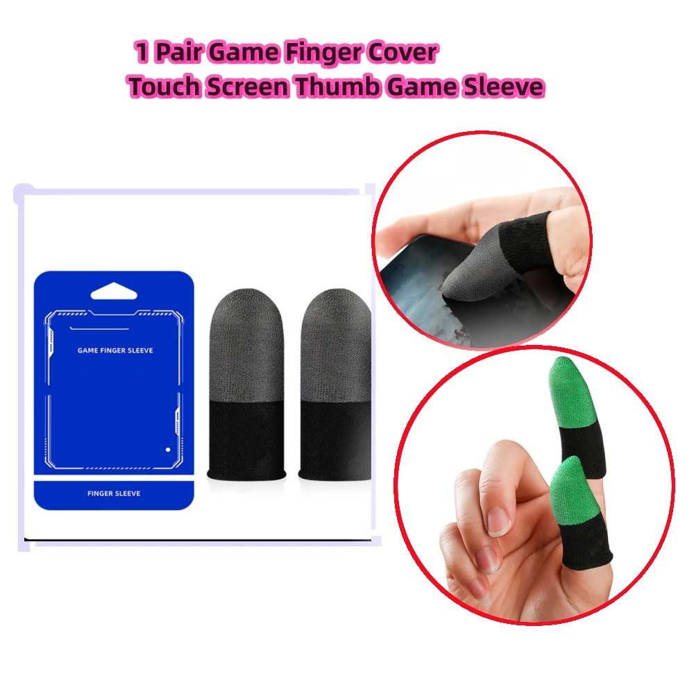 Green/Gray Game Finger Cover Anti-Sweat Game Controller Touch Screen Thumb Game Sleeve