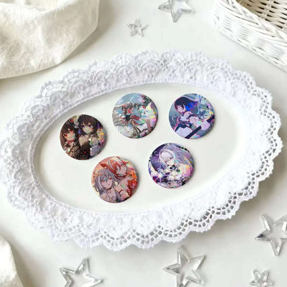 Game H-Honkais I-Impacts 3 For Badge Personalized Custom Laser Reflective Badge Hologram Metal Enamel Pin Brooch Souvenir Gift