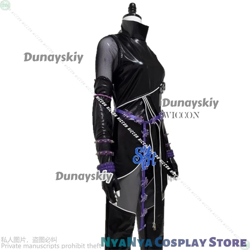 Mira Huntrix Novo ktaAnime Kpop Demon Cosplay Preto Roxo PU Macacão Sexy Jirai Kei Meninas Goth Ninja Lingerie Halloween