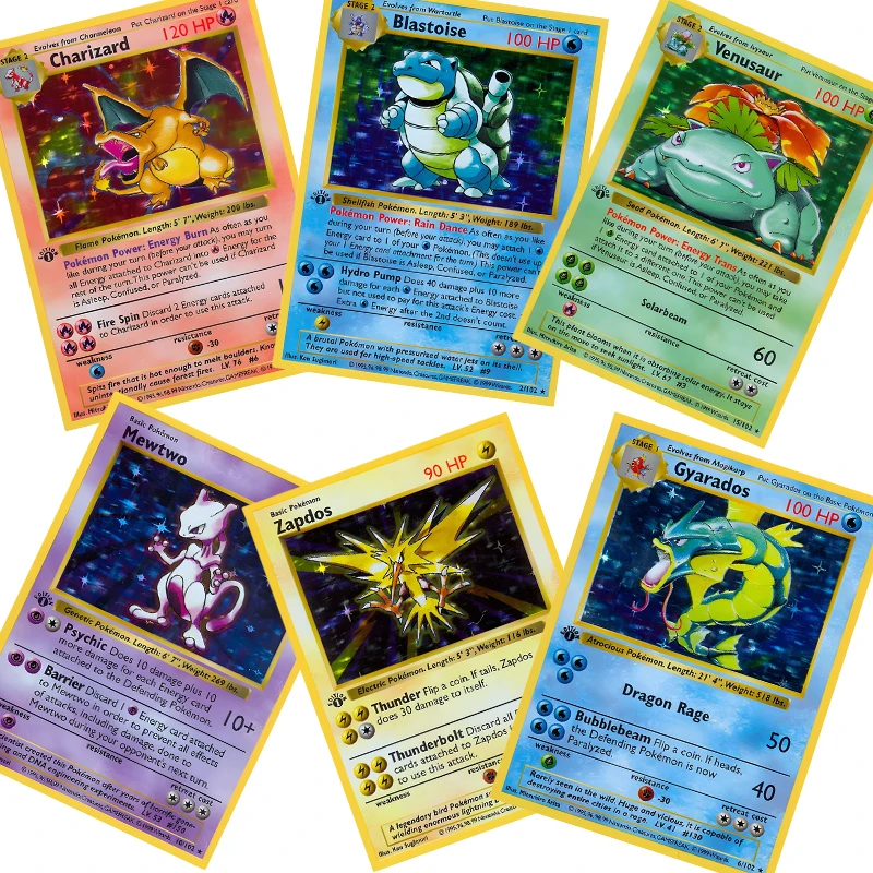 

DIY 1996 карманный базовый набор монстров, коллекционная карта, аниме, английская буква Zapdos Mewtwo Charizard Venusaur, игровые карты, быстрая доставка