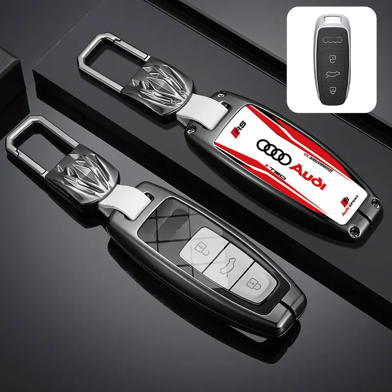 Car Remote Key Case Cover Shell Fob For Audi A3 A4 B9 A6 A7 4K A8 E-tron Q5 Q8 C8 D5 SQ8 Protector Bag Keychain Auto Accessories