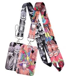 Human Skeleton Lanyard Keychains Classic Cartoon Ribbon Hang Ropes Keyring Mobile Phone Charm Neck Straps Key Ring