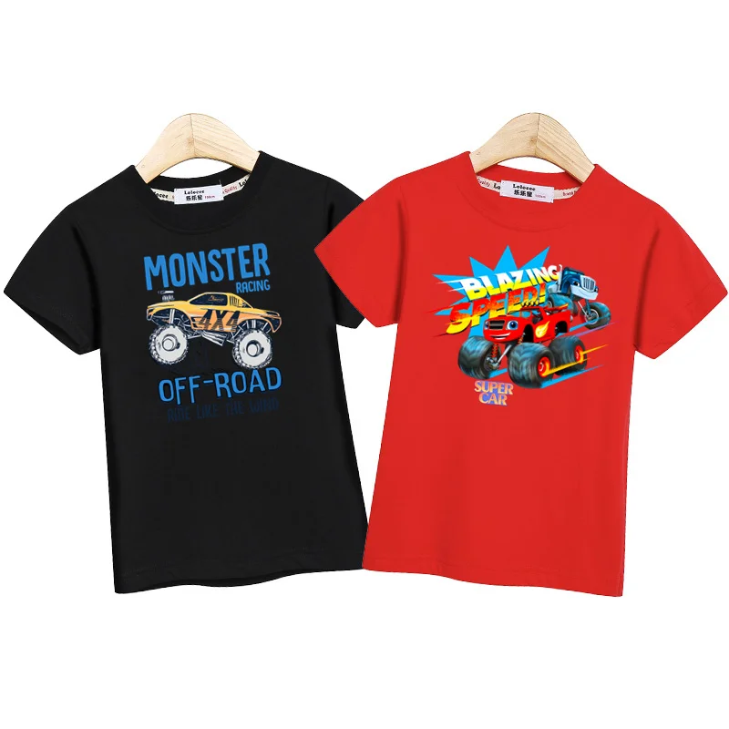 Kinder Monster Truck T-Shirt Baby Jungen Kurzarmshirt Bedruckte Cartoon T-Shirts 2-teiliges Set