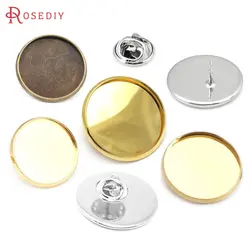10PCS 20MM 23MM 25MM 18K Gold Color Silver Color Bronze Brass Round Brooch Base Settings Trays Diy Jewelry Findings Accessories
