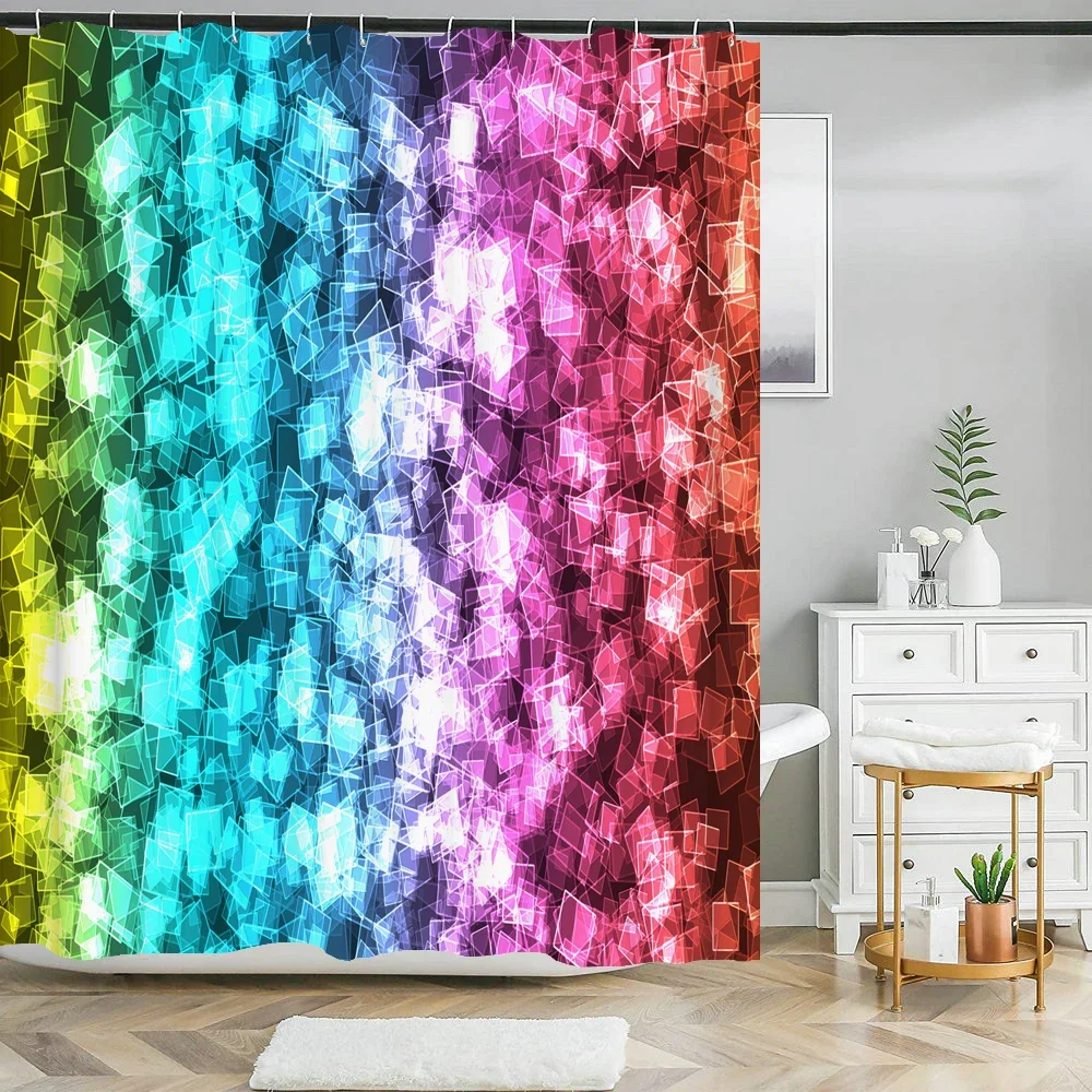 Colorful Dream Sparkling Rainbow Printed Shower Curtain Bathroom Curtain With Hooks Waterproof Polyester Decoration Curtain