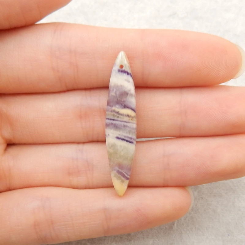 

Purple Lace Agate Teardrop Pendant, Banded Purple & Cream Gemstone, Jewelry Component 35x7x4mm-1.9g