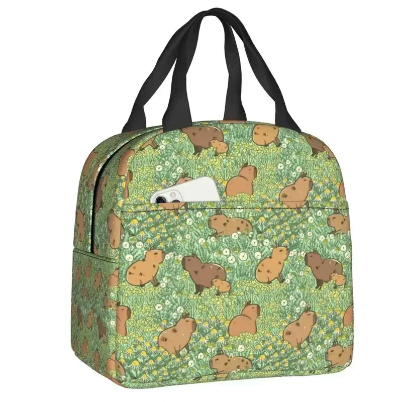 Sac à Déjeuner avec Collage Capybara pour Femme et Enfant, PoinGlacière Thermique Étanche, Isolé, pour Pique-Nique, Fourre-Tout