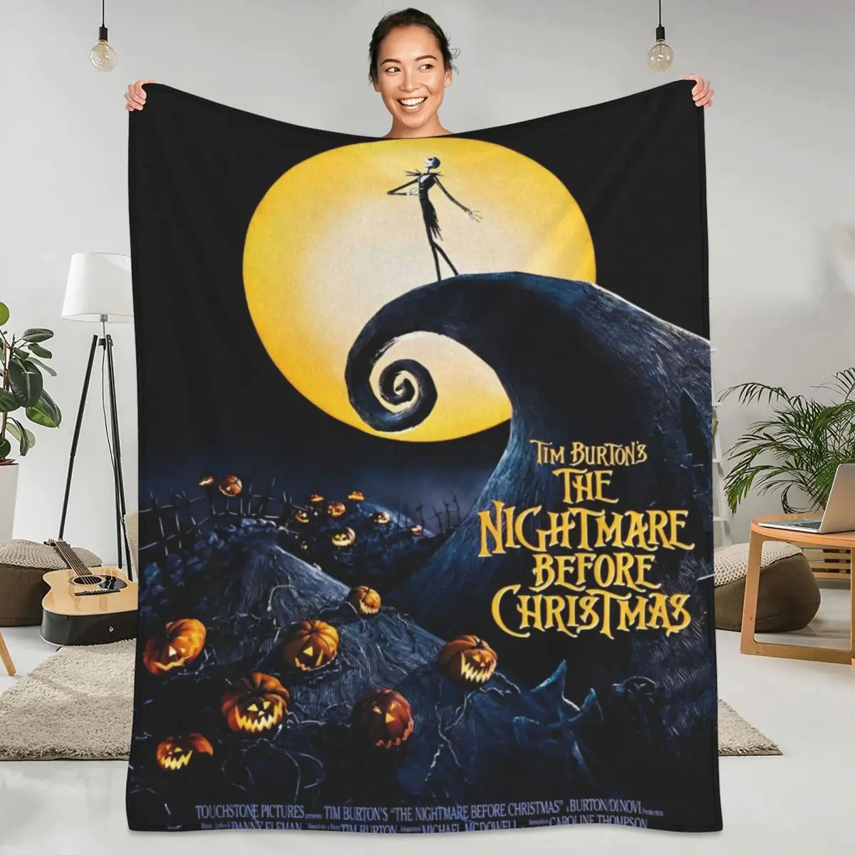 The Nightmare Before Christmas Blankets Jack and Sally Xmas Film Warm Soft Plush Throw Blanket For Sofa Flannel Bedspread Cover