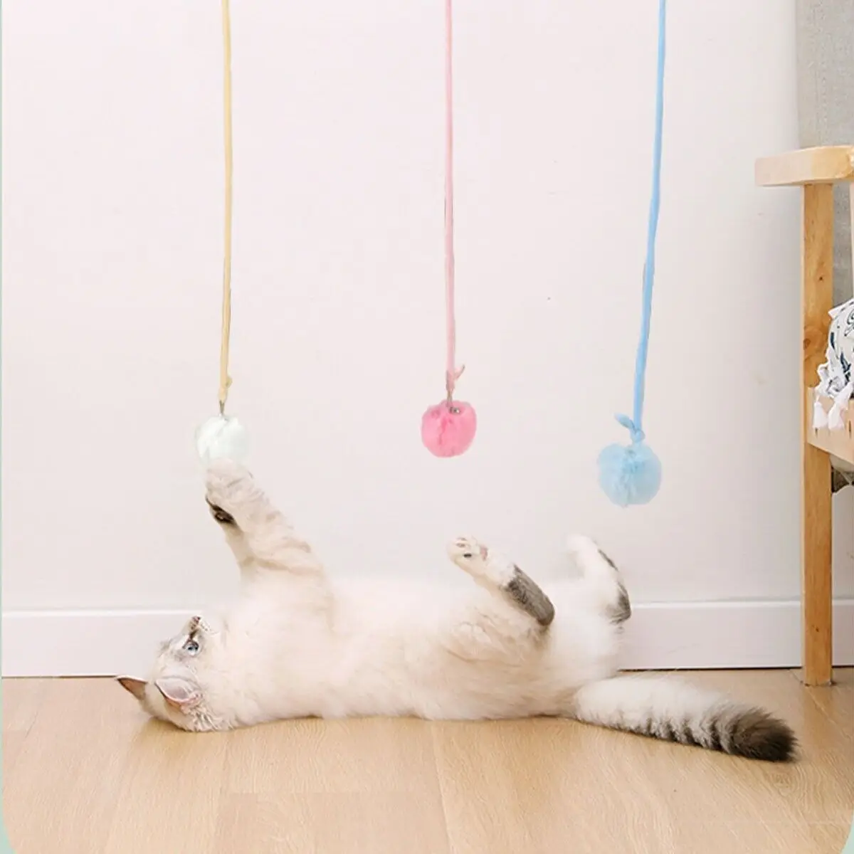 Pet Cat Spring Toy Self-Healing Plush Toy Can Be Hung And Retractable Toy Cat Toy Elastic Bite-Resistant Rabbit Fur Ball
