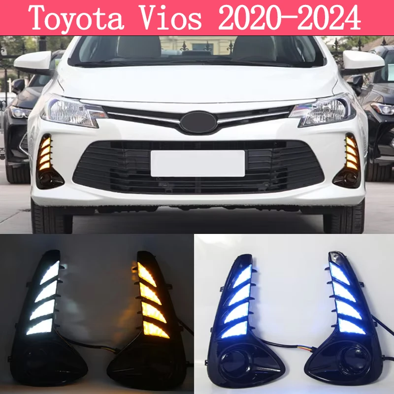 

Plug and Play для Toyota Vios 2020 2021 2022 2023 2024 Автомобильные дневные ходовые огни указатель поворота 2-цветные DRL светодиодные противотуманные фары