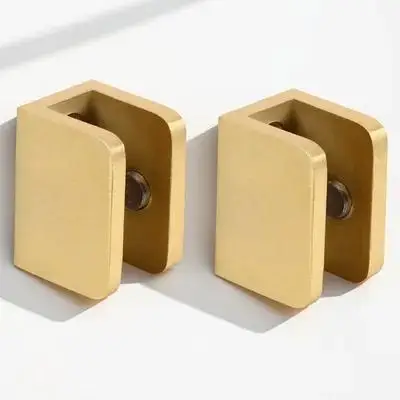

2pcs Copper Glass Shelf Bracket Railing Clip Mounting Brackets Durable Electroplating Shower Door Opaque Flat Back Hardware