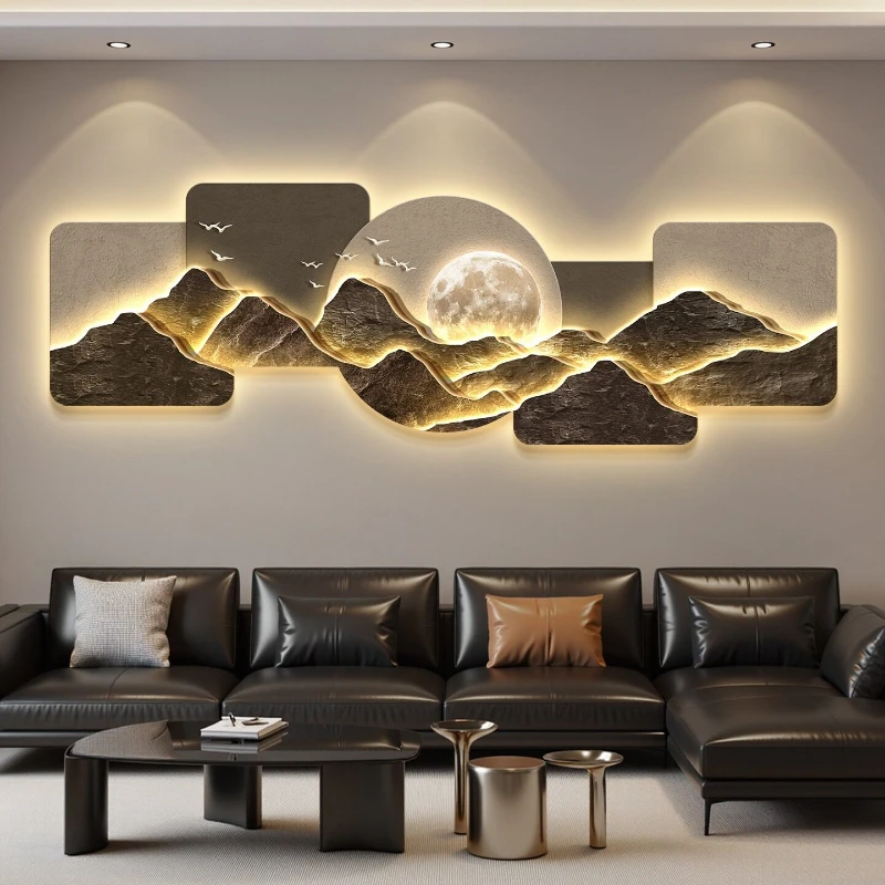 LED Light Decorative Painting Aesthetic Design Sofa Background Wall Hanging Painting Modern High-End Quadro Da Parete Decoration