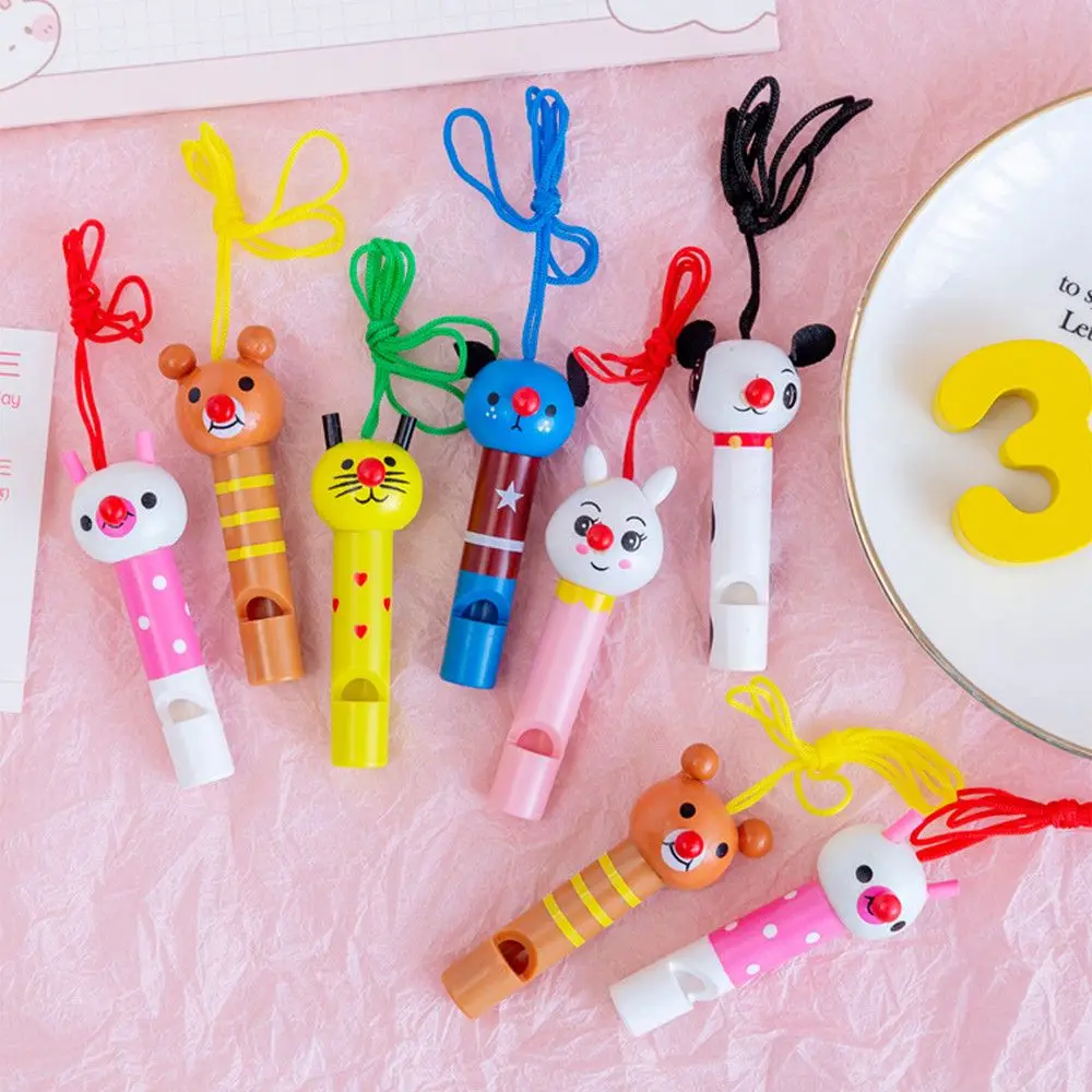 Creative With Lanyard Party Favors Decor Baby Shower Noice Maker Children Toys Kids Birthday Gifts Wooden Whistles