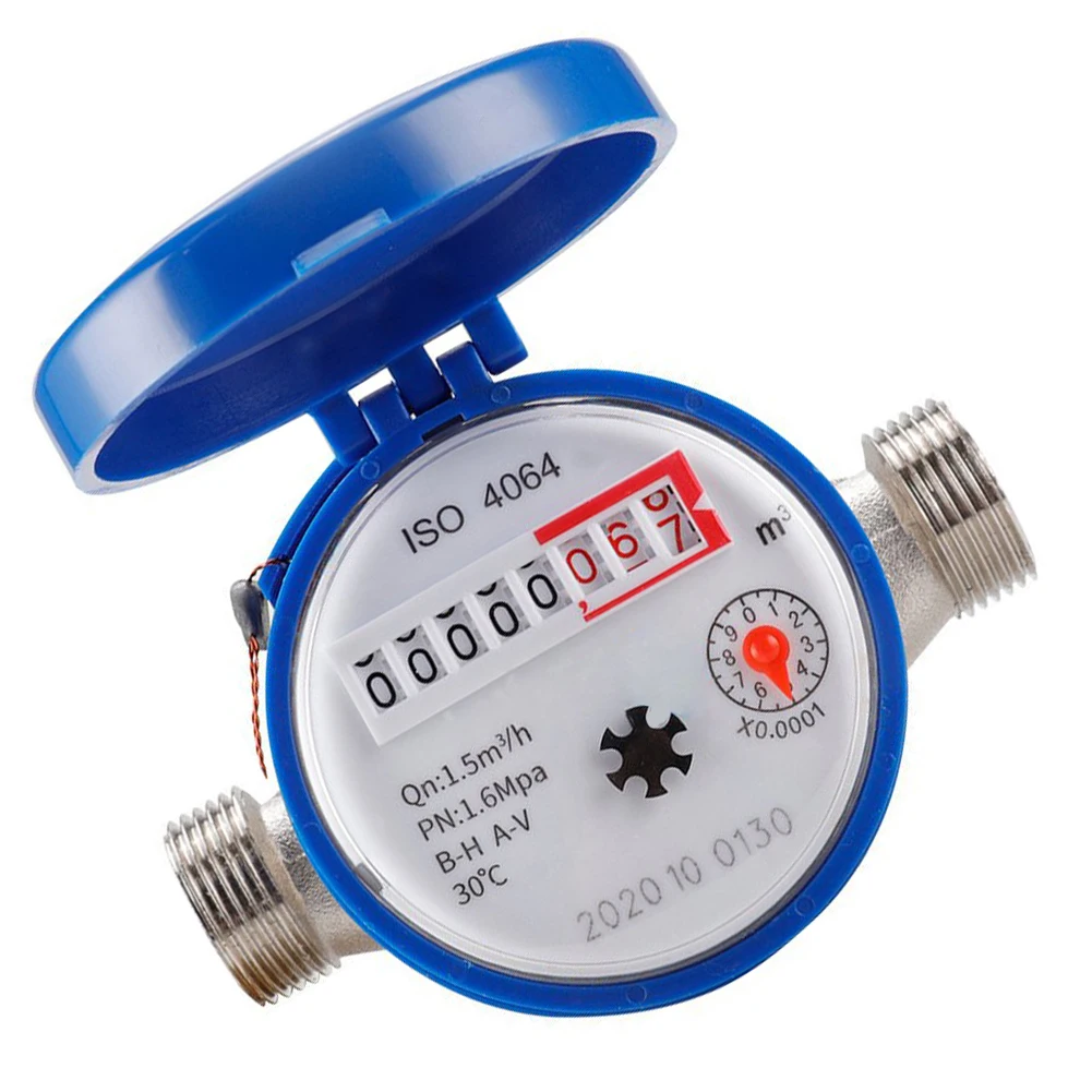 1Pcs Smart Digital Water Meter Household Mechanical Rotor Pointer Cold Water Meter 360° Adjustable Rotation Counter