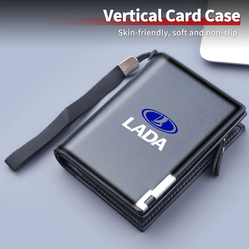 

Car Men Wallet Leather Credit Card Holder Wallets For Lada Priora Sedan Sport Kalina Granta Vesta Niva Largus Vaz Samara 2110