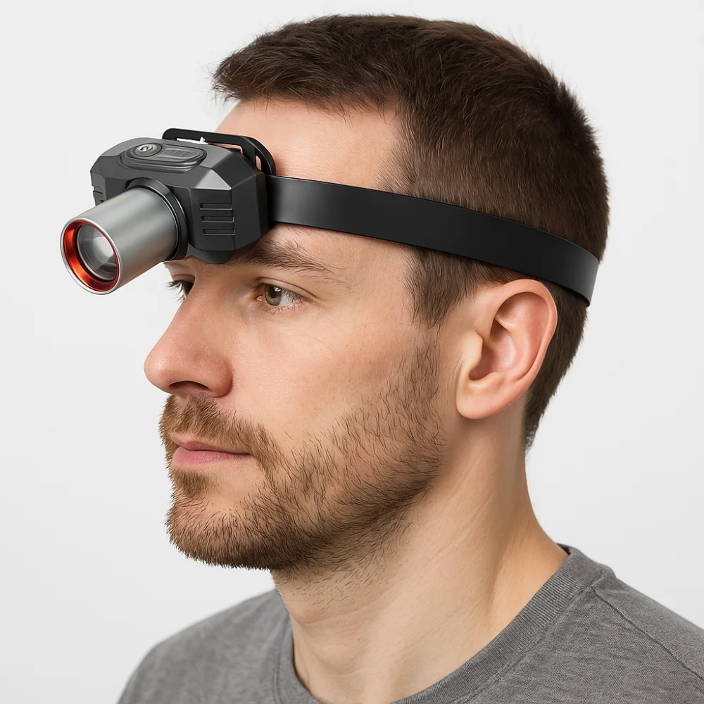 مصباح أمامي قوي للتكبير، فائق السطوع، USB قابل لإعادة الشحن، مصباح يدوي مثبت على الرأس مقاوم للماء، 3 أوضاع إضاءة، كشافات LED للمشي لمسافات طويلة