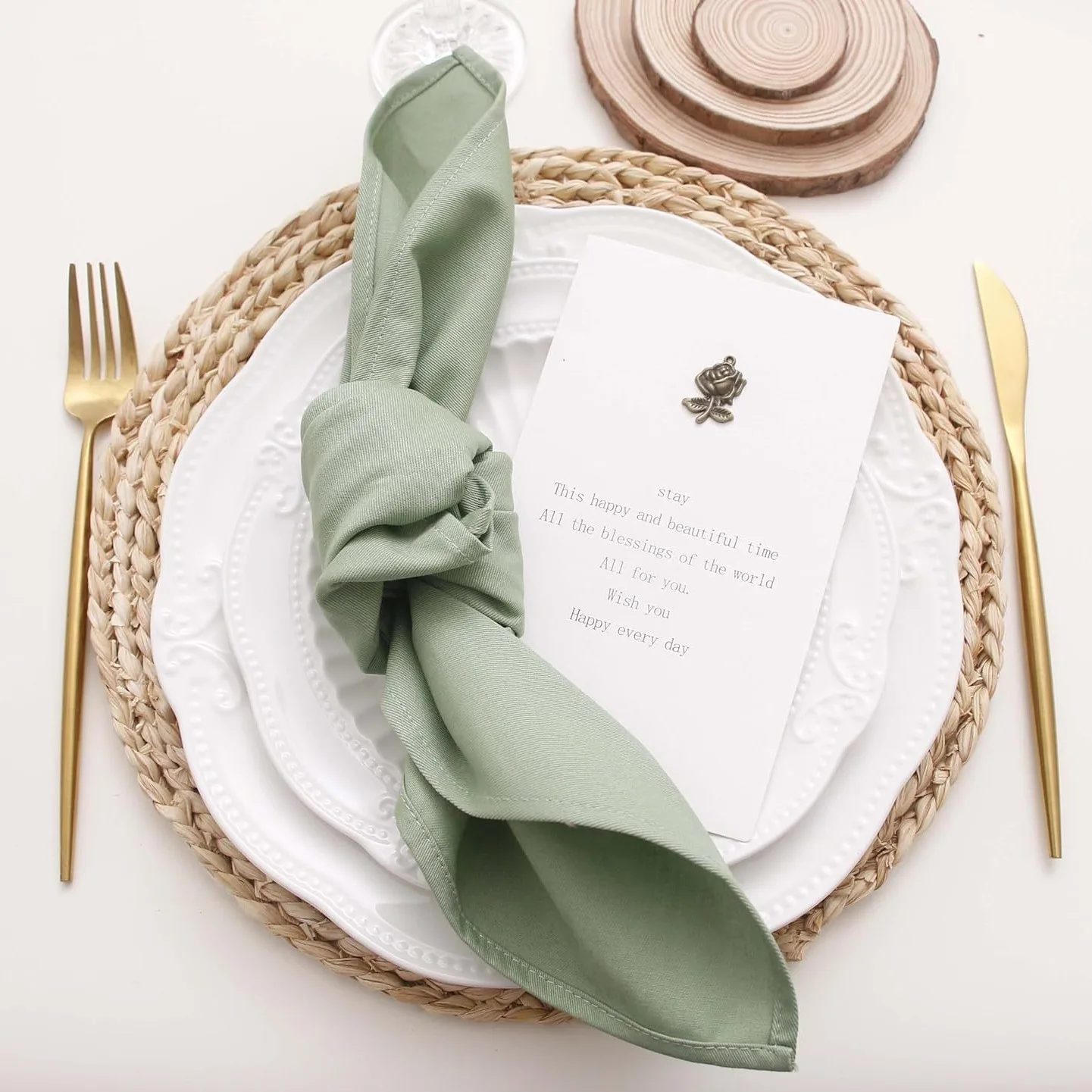 6pcs Wedding Napkins 43x43cm Square Dinner Table Twill Green Napkins Cloth Table Mat Tea Towl Home Christmas Party Decoration