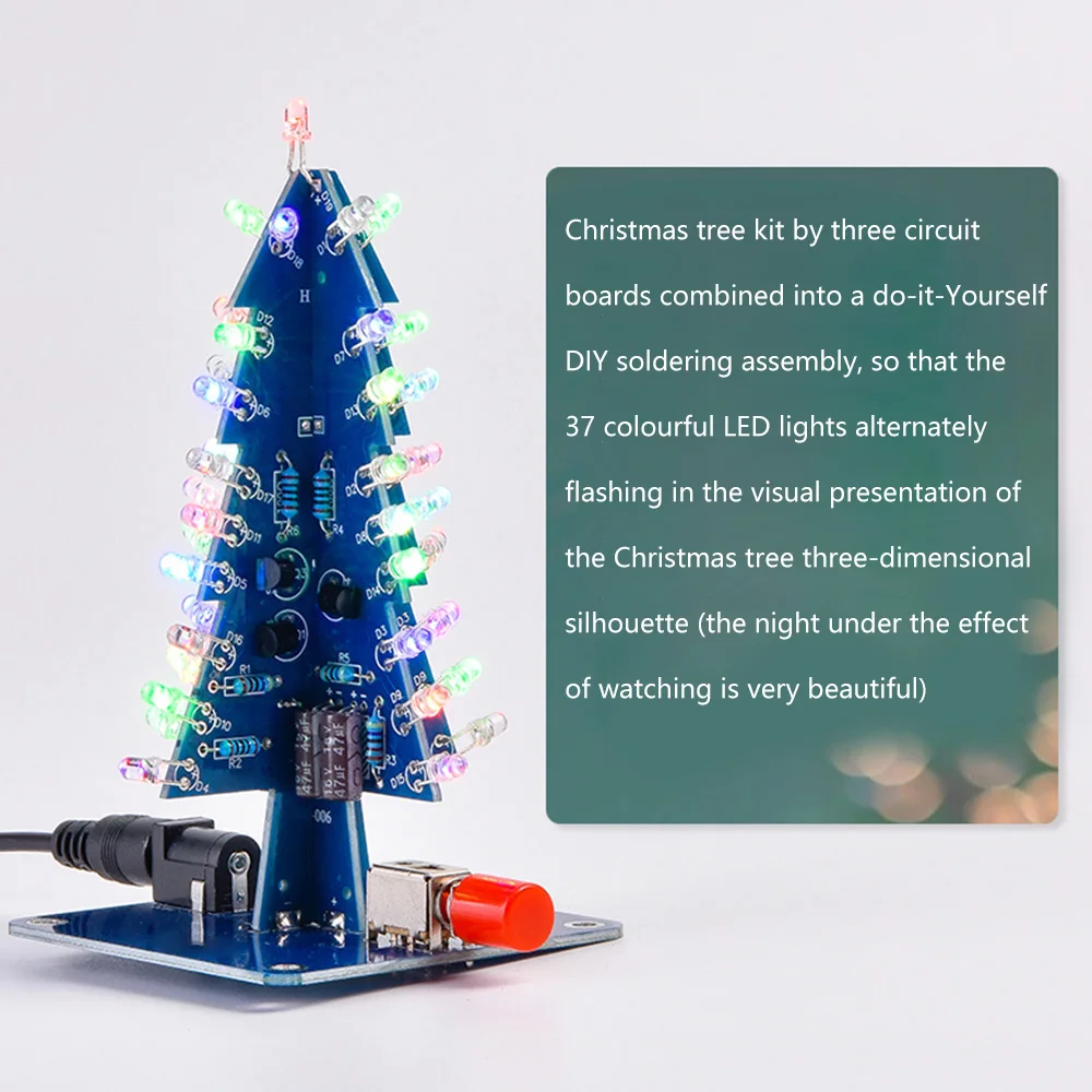 DIY 3D Christmas Tree Soldering Practice Colorful LED Flashing LED RGB Electronic Science Assemble Kit DIY Christmas Trees