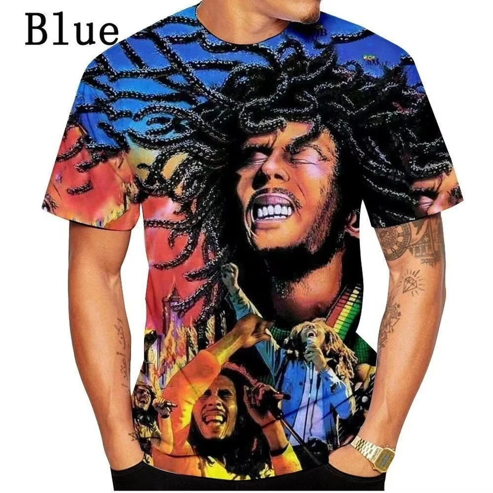 Newest Summer Men Clothing 3d Print Bob Marley Graphic T-Shirt, Men\'s Casual Hip Hop Sports Men Breathable Quick Dry T-Shirt Top