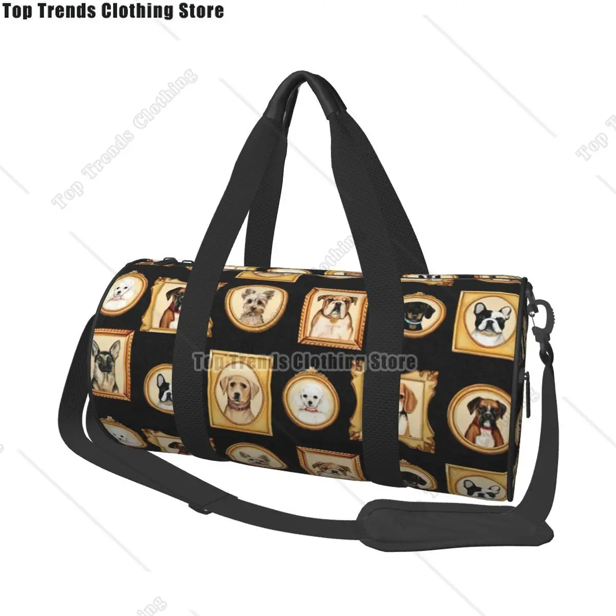 

Dog Paw Pattern Travel Bags Men Fitness Handbag Cylinder Shoulder Bag Women Large Travel Tote Luggage Bag Gym Handbags