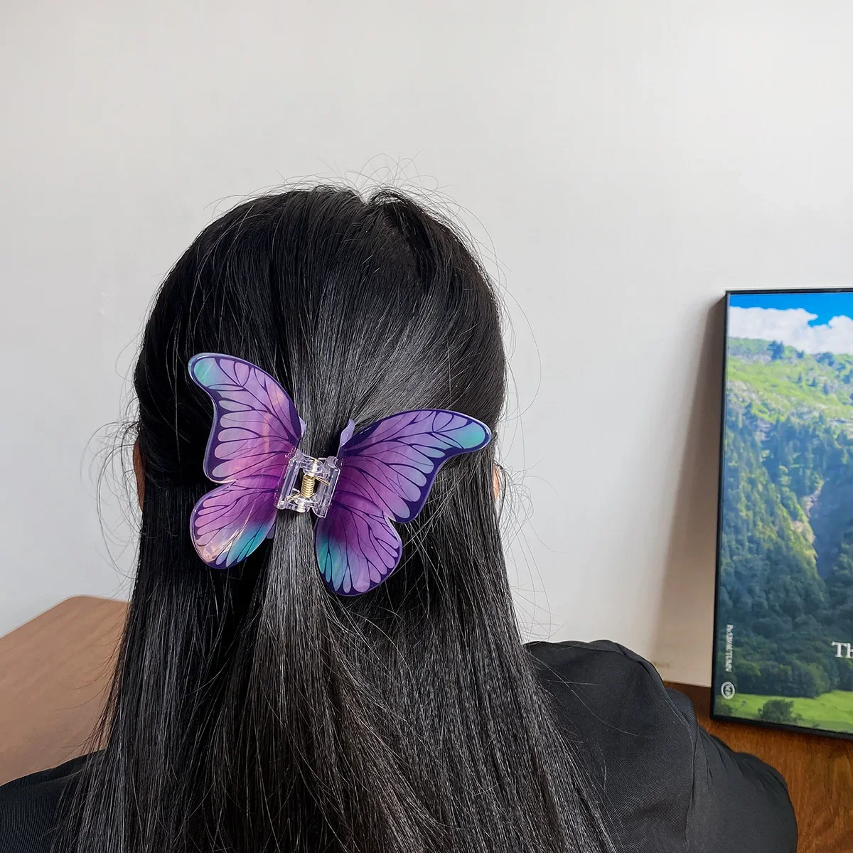 Muweordy, pinza para el pelo de mariposa de simulación, pinza acrílica para el temperamento, pinza para el pelo para niñas, accesorios para el cabello con Clip de tiburón Ins