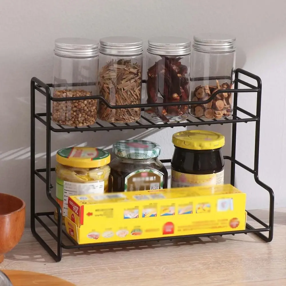 

Modern Kitchen Organizer Shelf Double-layer Space Saving Bathroom Storage Rack Convenient Household Kitchen Storage Stand