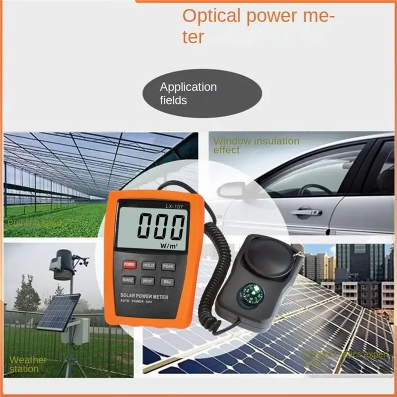 [NEWA76K!】 LX107 Solar Power Meter LCD BTU Light Radiation Tester With Compass, Optical Solar Research Glass Light Intensity