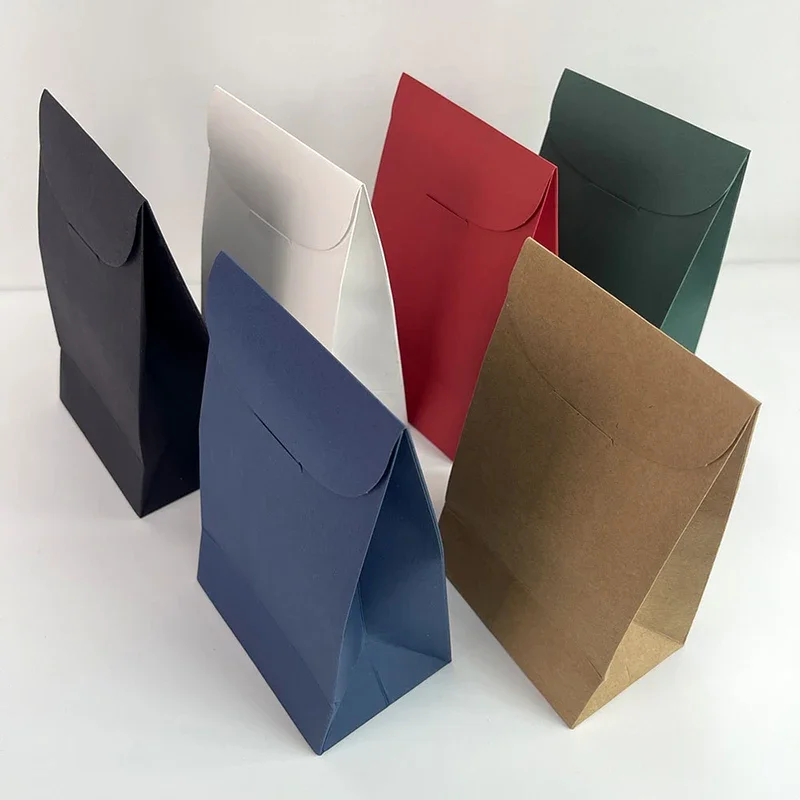 30pcs 20X12X8cm Exquisite Paper Bag with Insert Office Winding Ticket Storage Kraft Envelope Colour Cookies Candies Snack Bag