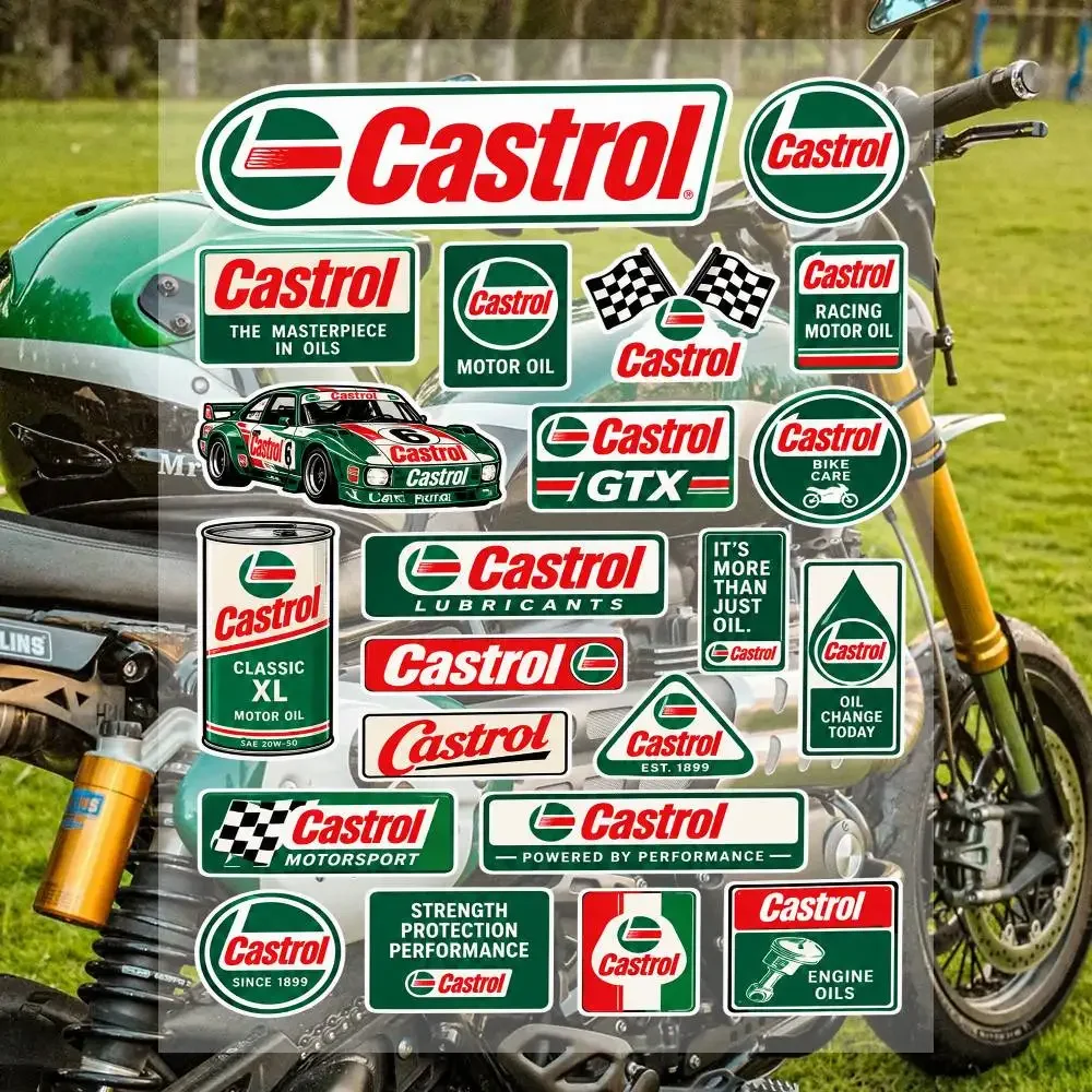A-Ca-stro-l Motorcycle Logo Decals Sheet Waterproof Vinyl Racing Stickers For Bike Helmet Fuel Tank Laptop