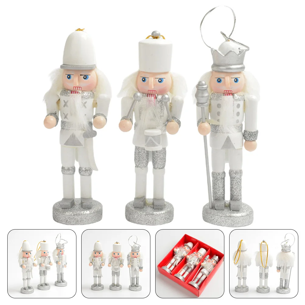 

3Pcs Hanging Wooden Nutcracker Ornaments Xmas Decorations Christmas Tree Table Decor Xmas Wood Nutcrackers Desktop Nutcracker