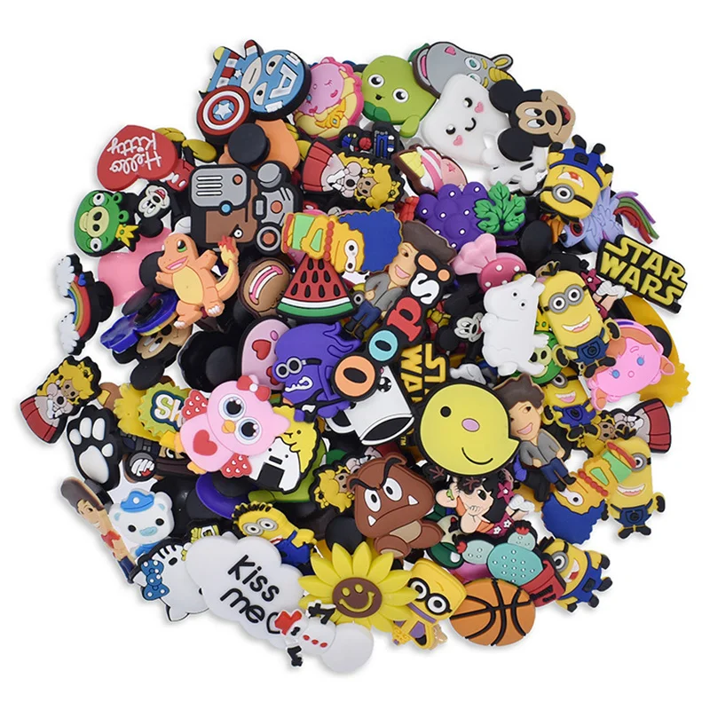 

2024 New 30Pcs -50Pcs -100Pcs Mixed Random Shoes Accessories Suitable For Shoes Children Birthday Charm Shoes Buckle