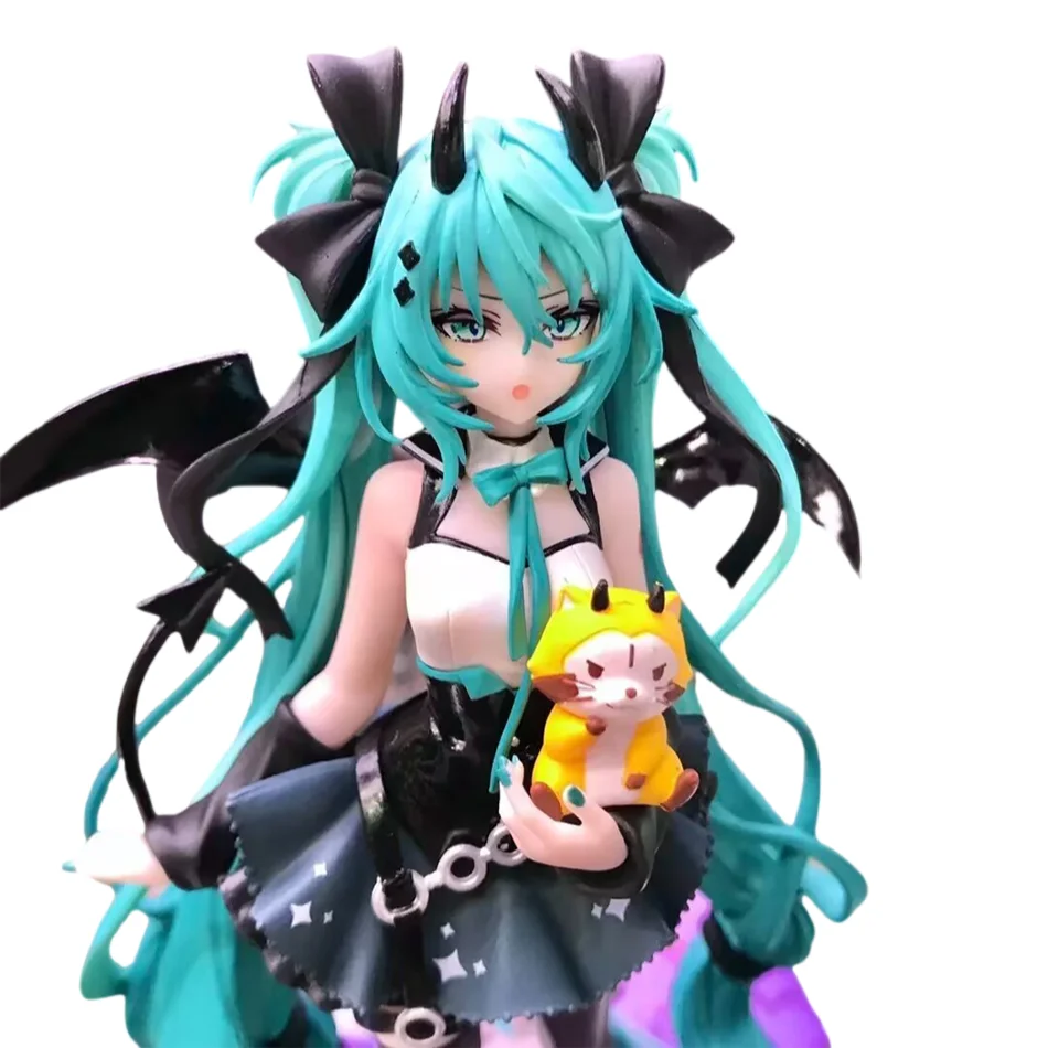 Anime Little Devil Hatsune Miku Handgemachter kleiner Waschbär Chuyin Dark Angel Handgefertigtes PVC-Modell Animationsperipherie