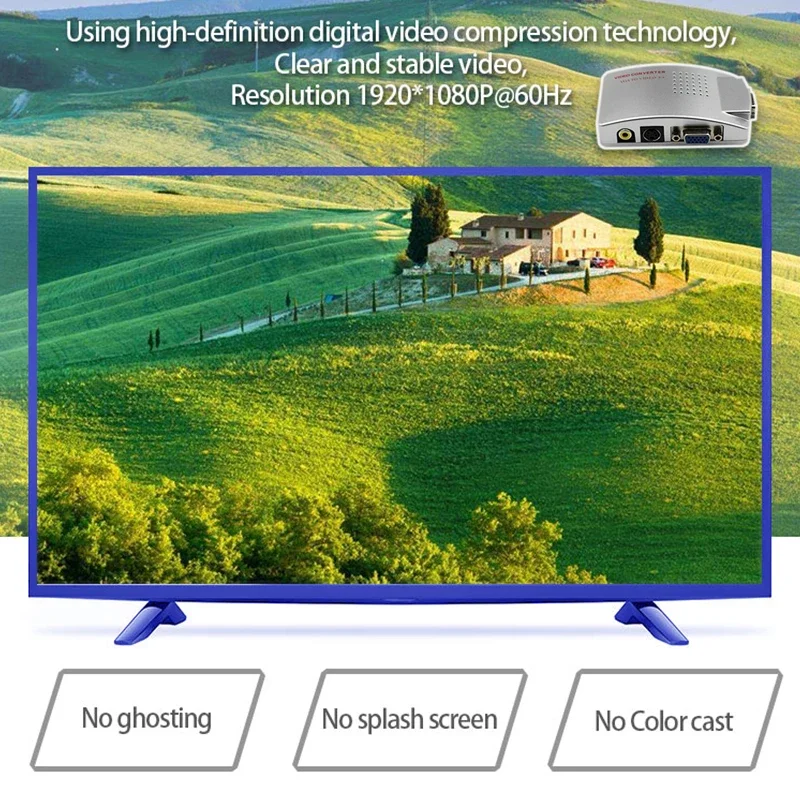 VGA to TV AV RCA Signal Adapter Converter Video Switch Box Composite Support NTSC PAL for Computer Display Laptop