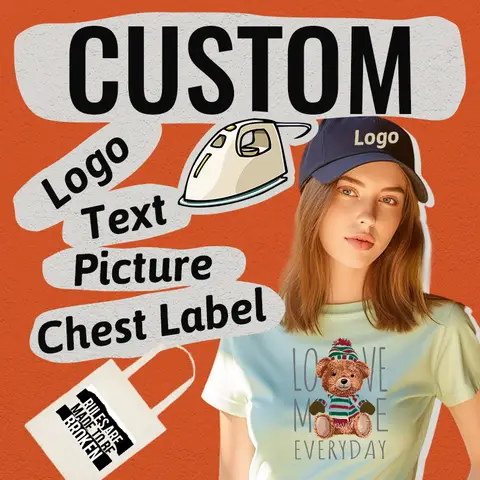 Logo Custom Sticker Iron On Transfer Decals Clothing Thermoadhesive Patches on Clothes Applique Thermal transfer stickers
