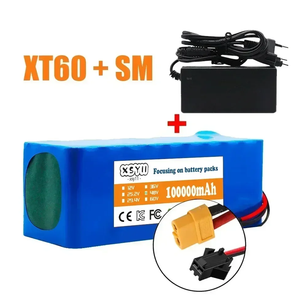 13S3P 48V 100000mAh 100Ah 1000W lithium-ionbatterijpak met BMS + 54,6V oplader